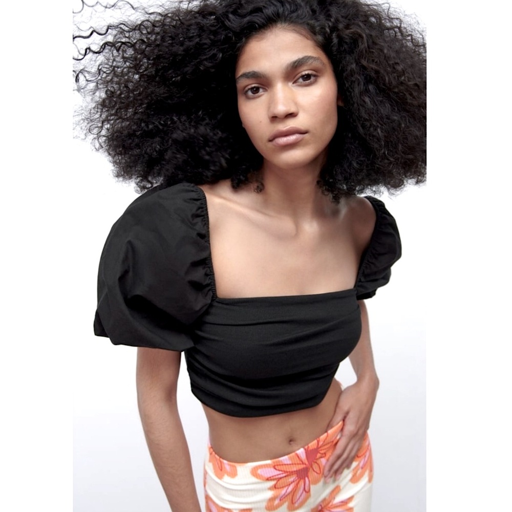Zara Puff‎ Sleeve Crop Top